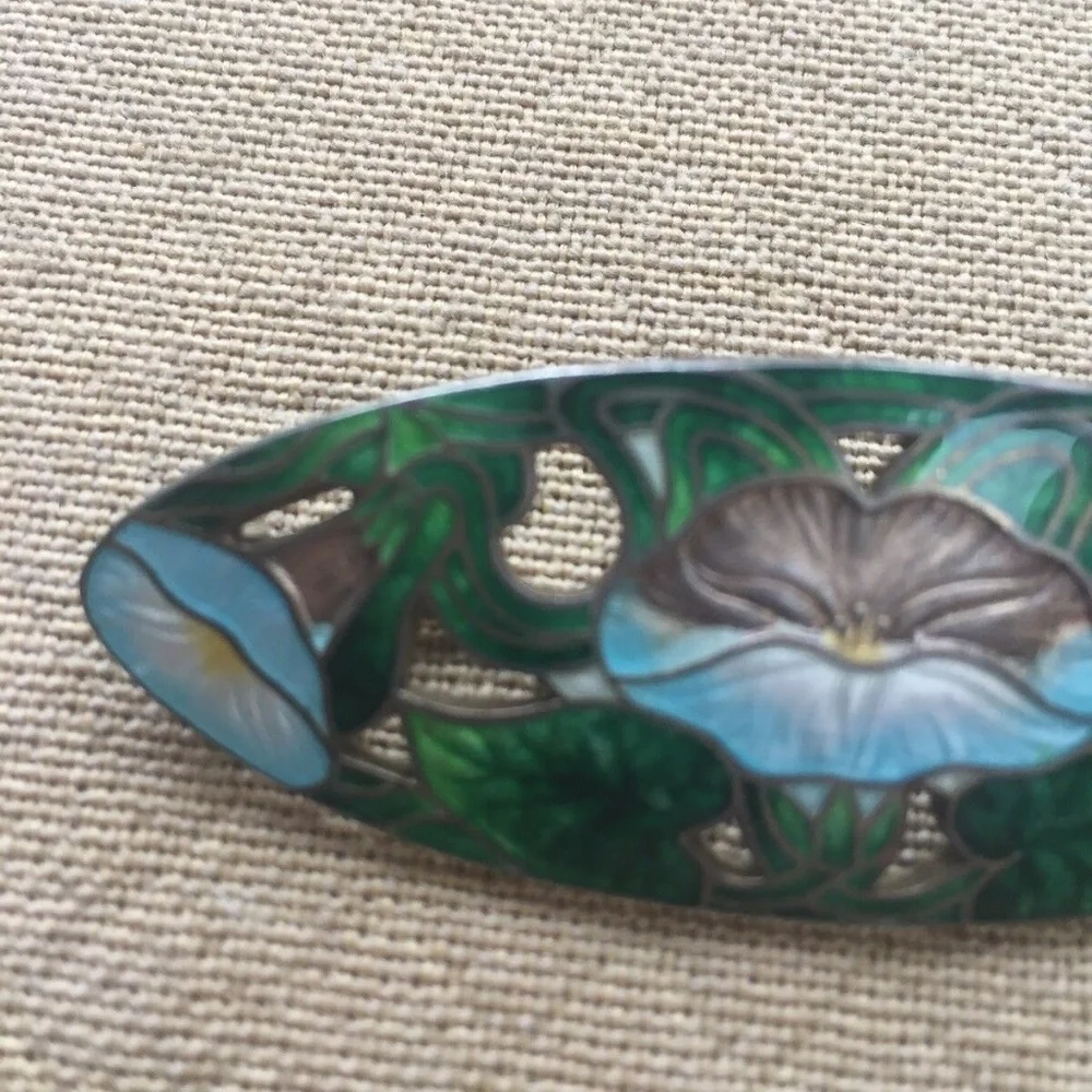 Genuine Cloisonne Sterling Enamel Pin Flower